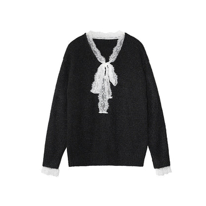 Sweet age-reducing lazy loose shoulder sleeve sweater