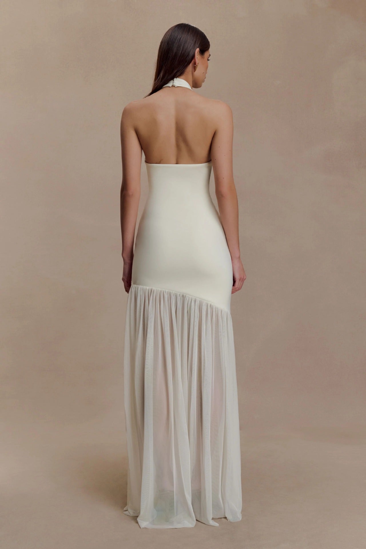 Fashion yarn hollow mesh neck hip skirt backless sexy hottie dress