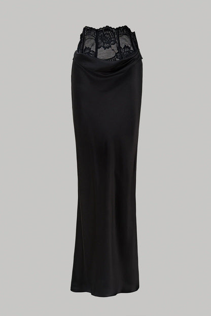 New fashion sexy lace satin high waist skirt women