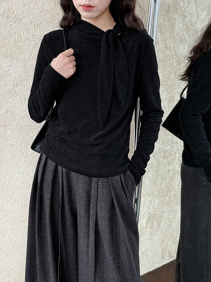 Straps slim-fitting Korean velvet long-sleeved front shoulder bottoming shirt women's winter new design sense inner cover 2140