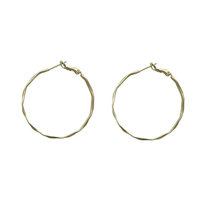 925 Silver Needle Hong Kong Style Retro Metal Earrings Premium Sense Geometric Elementary Ring Ear Buckle Versatile Commuter Earrings