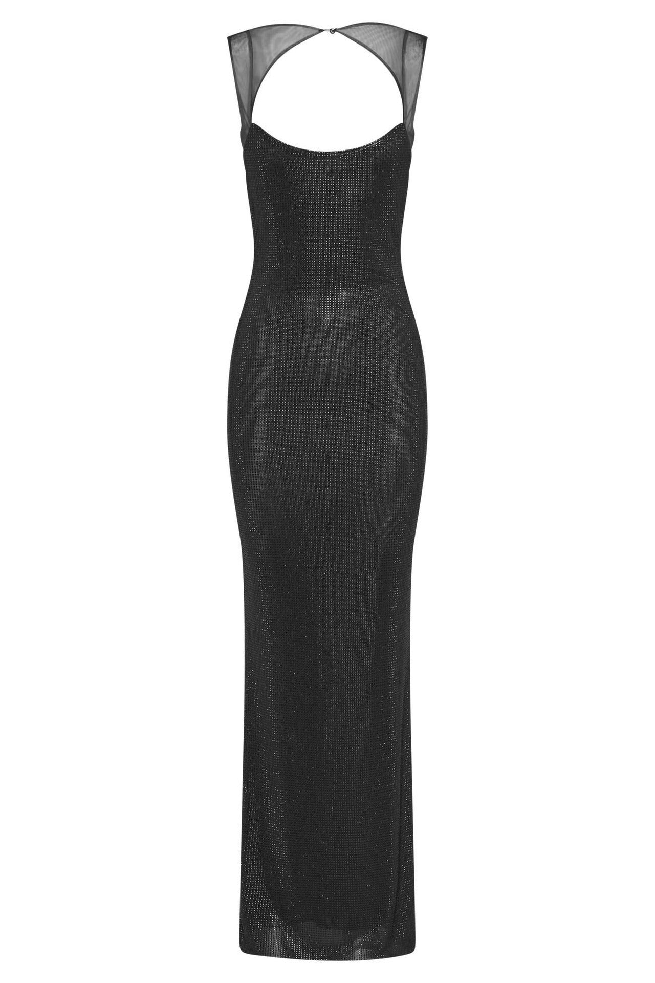 Rhinestone Embellished Halter Bodycon Maxi Dress