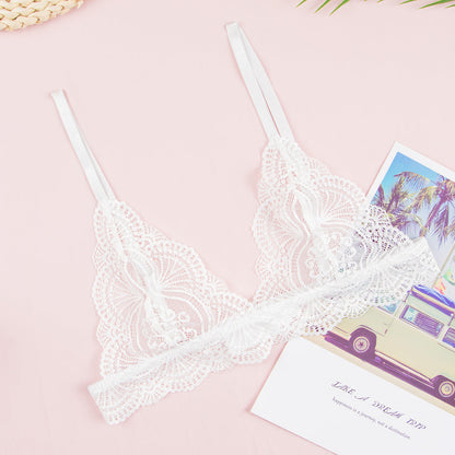 Triangle cup French thin strap sexy underwear women's new pure lace breathable back bra