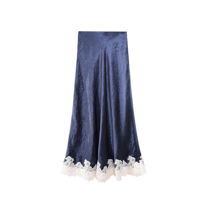 Temperament silky satin skirt