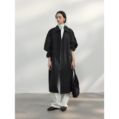 Spring new commuter design loose cocoon-shaped slightly wrinkled texture trench coat