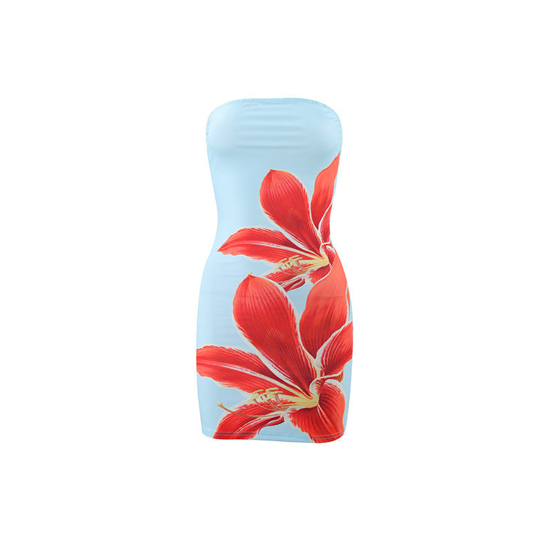 Floral Tube Top Mini Dress