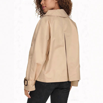 Lapel double-breasted British old money coat jacket small short trench coat