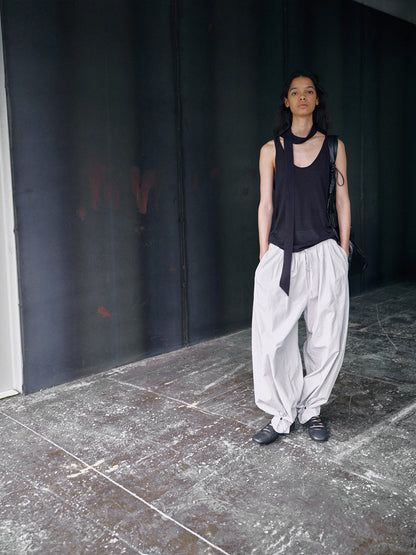 Tencel wool U-neck knitted vest, streamer slim commuter sleeveless top
