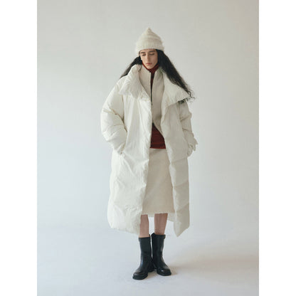 Winter new 90 white duck down stand-up collar lace-up matte matte texture down jacket