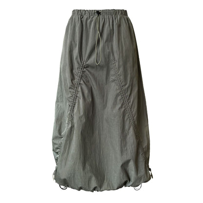 Japanese vintage drawstring cargo skirt women's spring new street A-line large pendulum skirt
