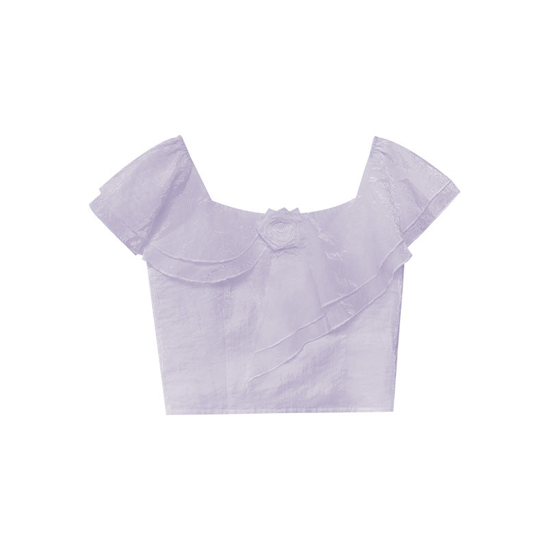 Pure and beautiful exquisite ruffled acetate chiffon shirt