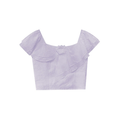 Pure and beautiful exquisite ruffled acetate chiffon shirt