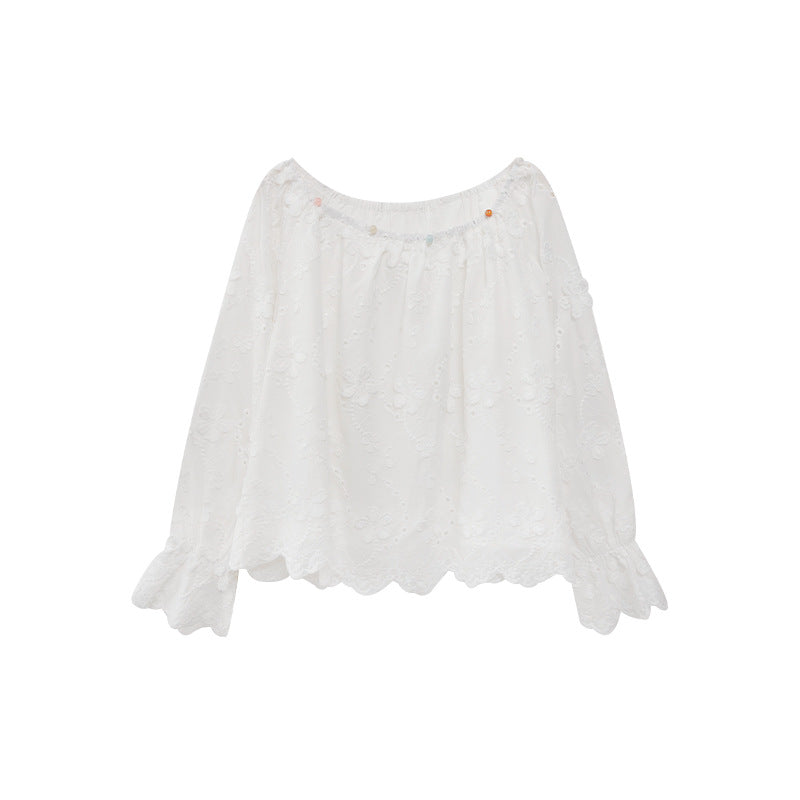Shoulder lace embroidered top