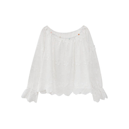 Shoulder lace embroidered top