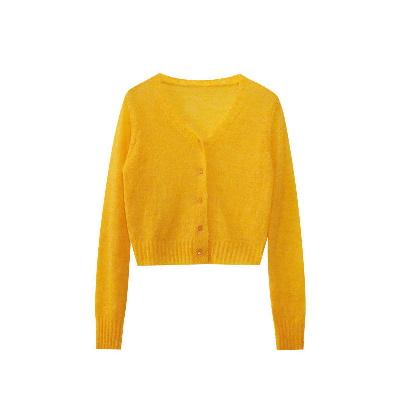 Casual Versatile V-Neck Sweater Women's Knitted Cardigan