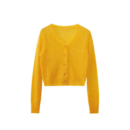 Casual Versatile V-Neck Sweater Women's Knitted Cardigan