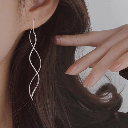 New Wave Earrings Women's Light Luxury Niche Design Sense Long Geometric Earrings Fashion Commuter Long Fringed Earrings