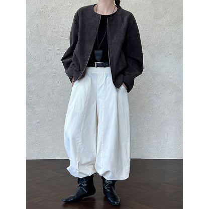 Simple casual straight trousers