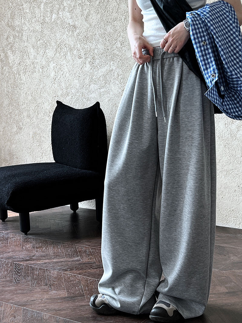 Lazy wind drawstring sports casual pants women's autumn new thin floor pants air layer drape sweatpants