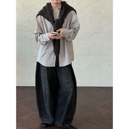 New temperament lapel versatile silhouette shirt