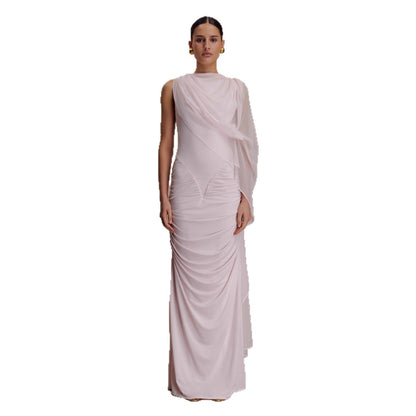 New fashion shawl pleated gauze hip skirt slim fit sexy European and American dress