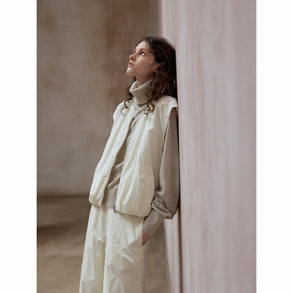High-quality natural and environmentally friendly wool, cotton, warm, soft pleated buds, stacked vest jacket