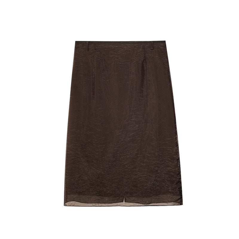 Early spring glitter acetic acid satin high rib mercerized drape skirt