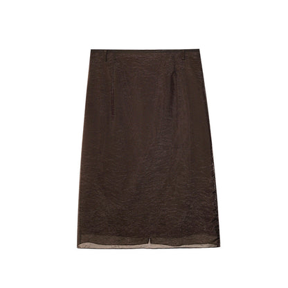 Early spring glitter acetic acid satin high rib mercerized drape skirt