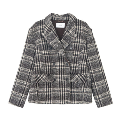 Winter design gun barred collar plaid bee waist double-sided wool suit