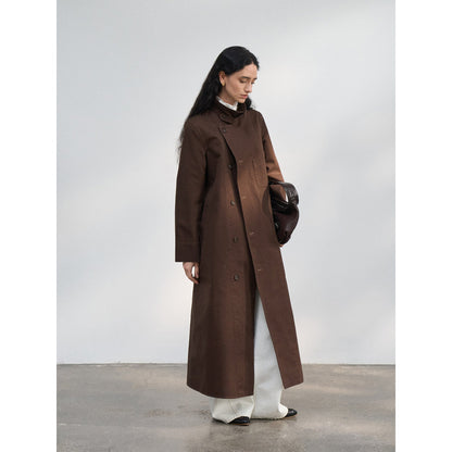 Spring washing water light and old pure cotton minimalist silhouette small quantity trench coat