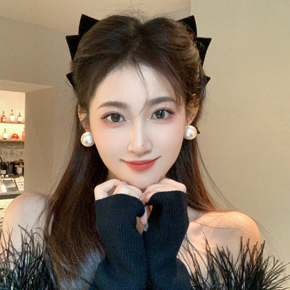 Earrings big pearl stud earrings women's spring