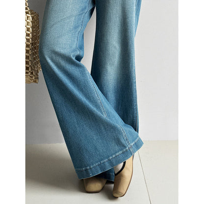 Retro wide-leg jeans for women's 26 early spring new models with belt versatile and thin flared pants