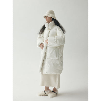 Winter 90 white duck down stand-up collar three-dimensional pocket down jacket