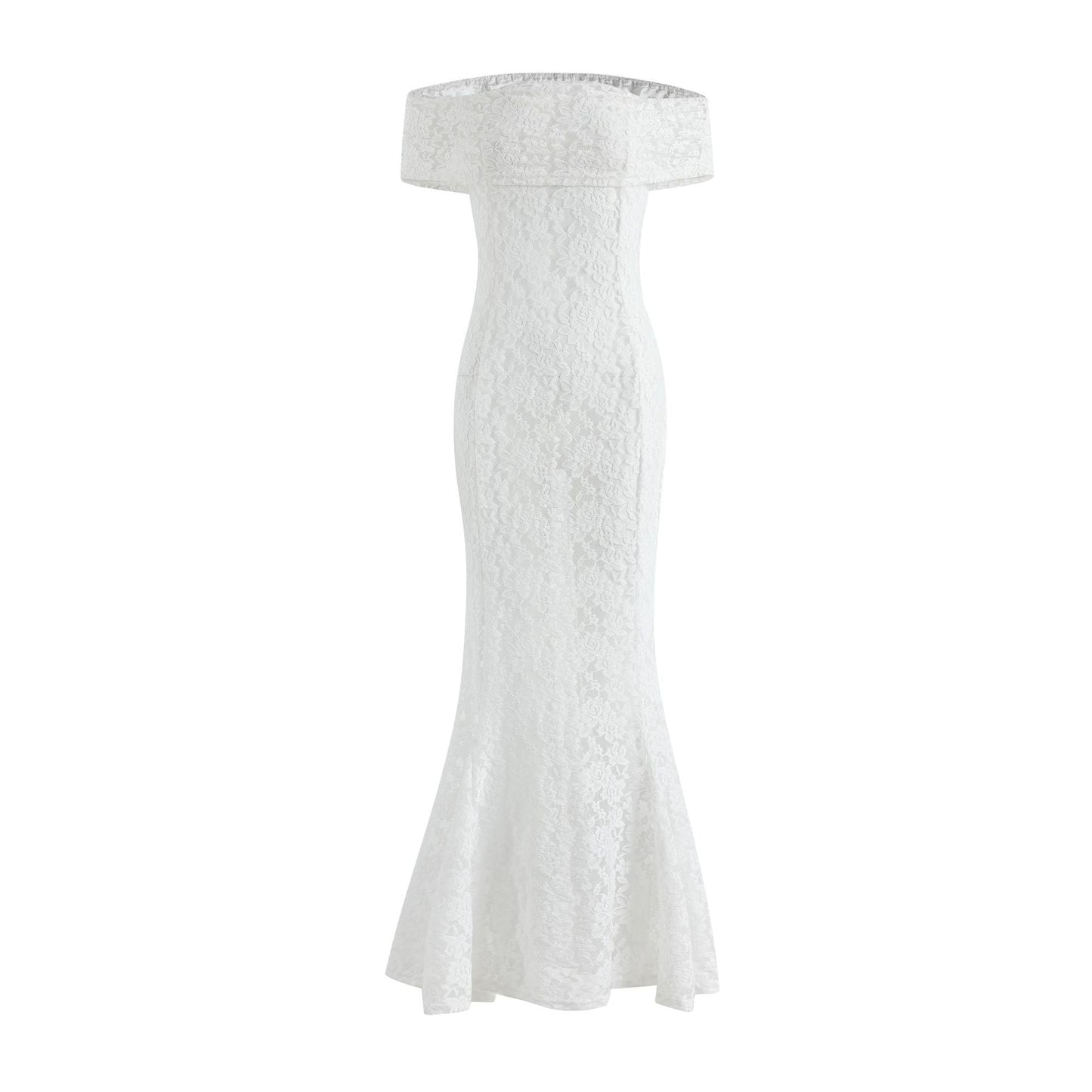 Lace one-shoulder dress backless sexy see-through bandeau skirt