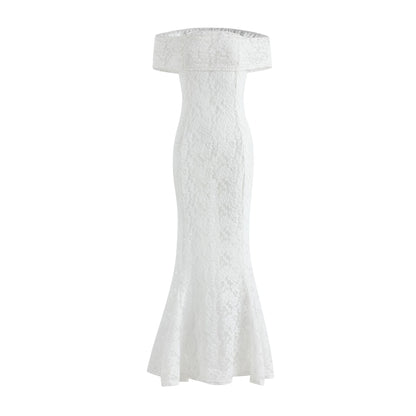 Lace one-shoulder dress backless sexy see-through bandeau skirt