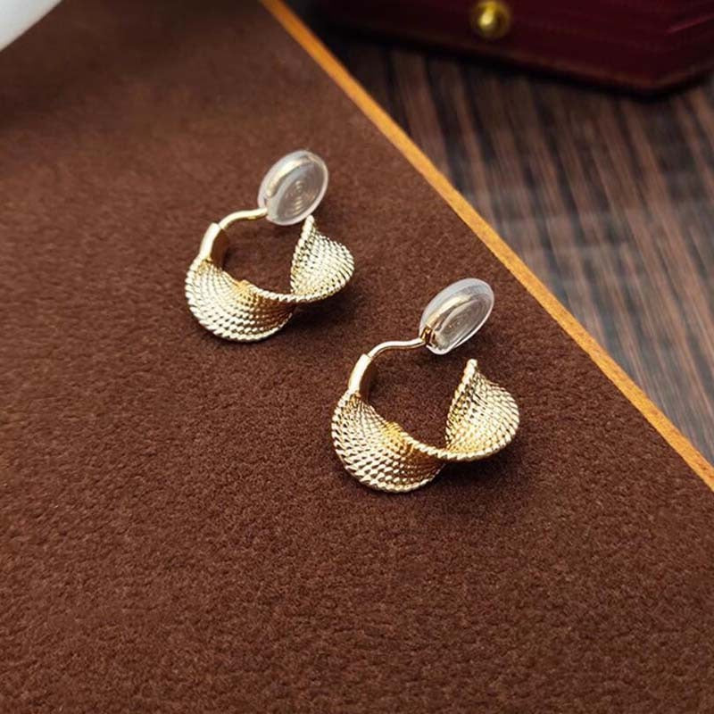 Premium sense metal mosquito coil disc loop earrings French ear clips can be worn without ear piercings, earrings are simple, fashionable and versatile