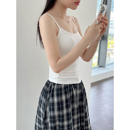 Korean simple bottom vest women's summer new shoulder strap adjustable chest pad gathering sling