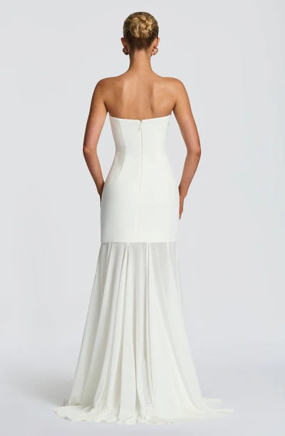Ribbon gauze splicing tube top skirt slim fit sexy backless dress