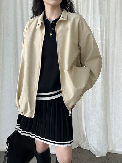Cocoon-shaped bud stand-up collar buckle jacket women's autumn new Korean lazy casual jacket