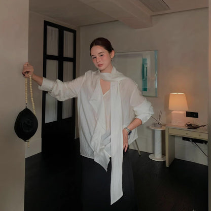 Spring French gentle and beautiful top double-layer color matching skirt fashion suit