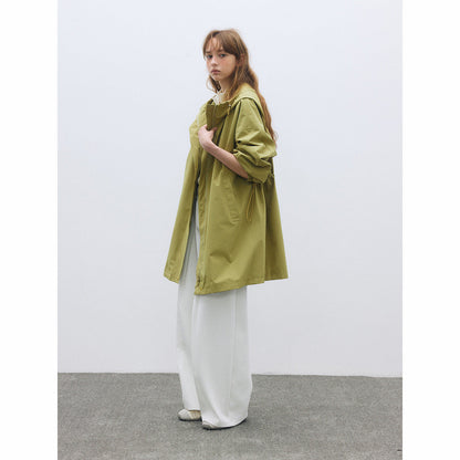 Autumn new casual three-proof hooded loose drawstring long charge jacket