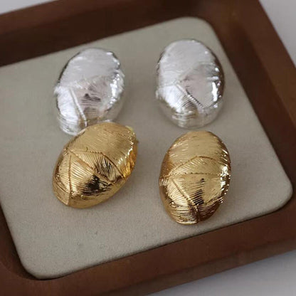 Folded stud earrings exaggerated metal line texture heavy industry earrings fashionable atmosphere ear jewelry