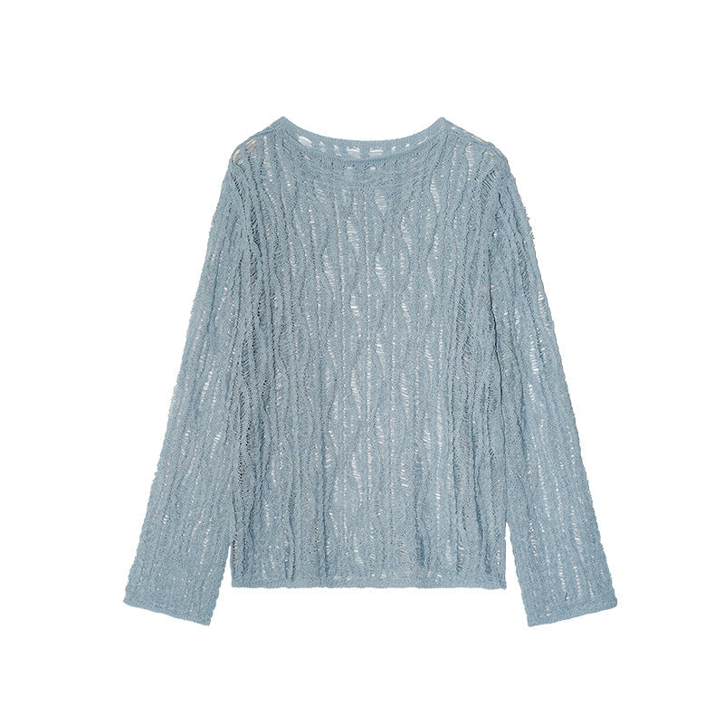 Lazy and gentle style cut outlong sleevesloose sweater