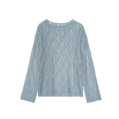 Lazy and gentle style cut outlong sleevesloose sweater