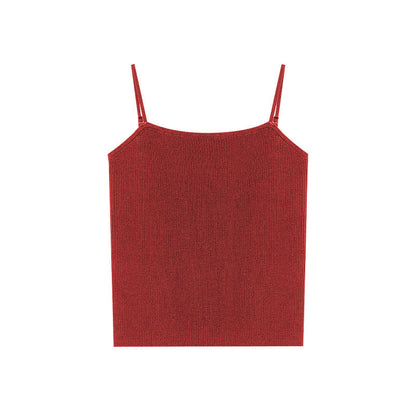 Five-color stretch inner with grooved strips Lyocell knitted camisole