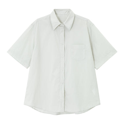 Lapel Collar Cotton Loose Commuter Shirt