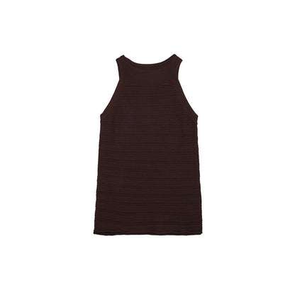 Halter Neck Knit Vest Women Sleeveless Slim Fit Cut-Out Tank Top