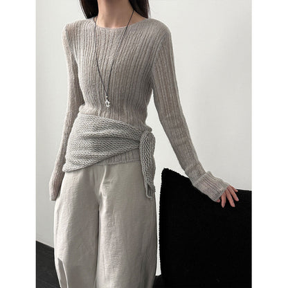 Light luxury soft waxy wool knitted sweater shawl two-piece set women's 26 spring new lazy bottoming shirt
