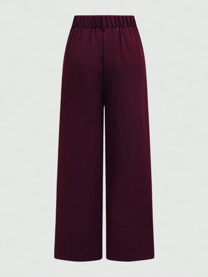 Fashion new solid color explosion with belt ring trousers