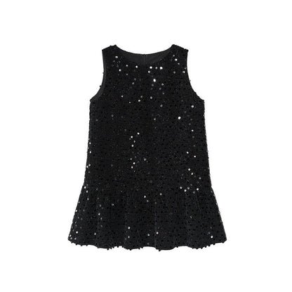 Age Reduced Low Waist Sequins Sleeveless Tank Top Dress